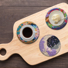 Load image into Gallery viewer, 8Pcs Wooden Moon Scenery DIY Coaster Diamond Dot Kits Round Diamond Art Coasters
