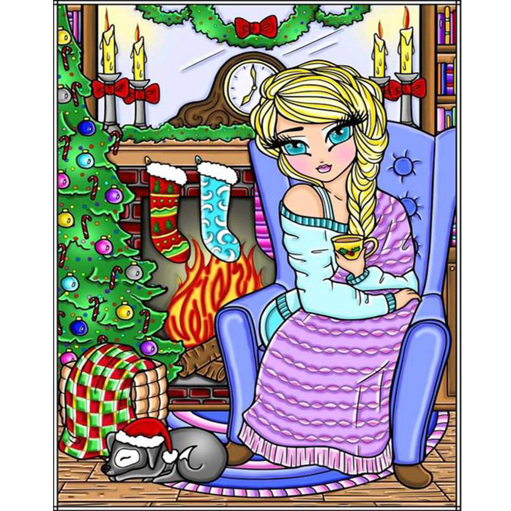 Diamond Painting - Full Round - Christmas Blonde Girl (40*50CM)