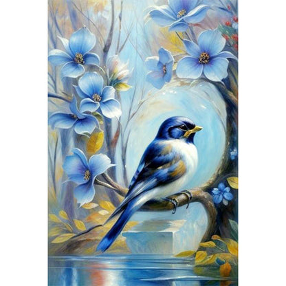 Diamond Painting - Full Round - Blue Flower Bird (40*60CM)