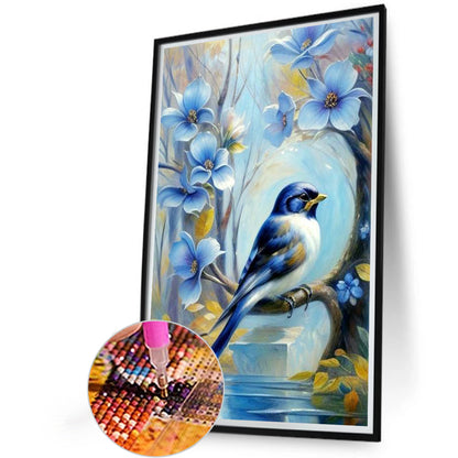 Diamond Painting - Full Round - Blue Flower Bird (40*60CM)