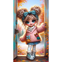 Load image into Gallery viewer, Diamond Painting - Full Round - Pink sweater door frame girl (40*70CM)
