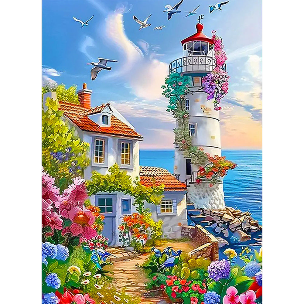 Diamond Painting - Full Round - Seaside lighthouse scenery (50*65CM)