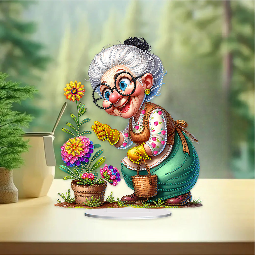 Acrylic Special Shaped Grandma Leisure Time Diamond Painting Desktop Decorations