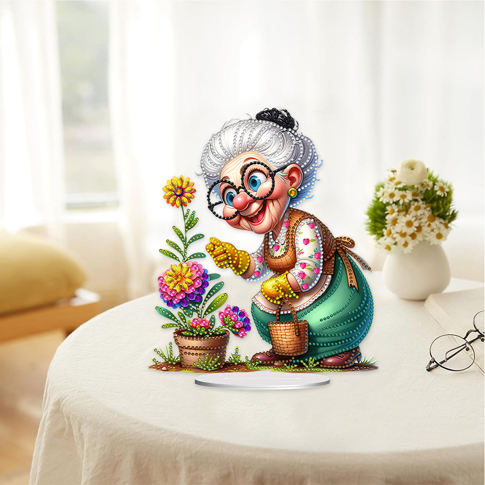 Acrylic Special Shaped Grandma Leisure Time Diamond Painting Desktop Decorations