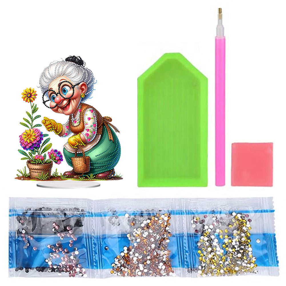 Acrylic Special Shaped Grandma Leisure Time Diamond Painting Desktop Decorations