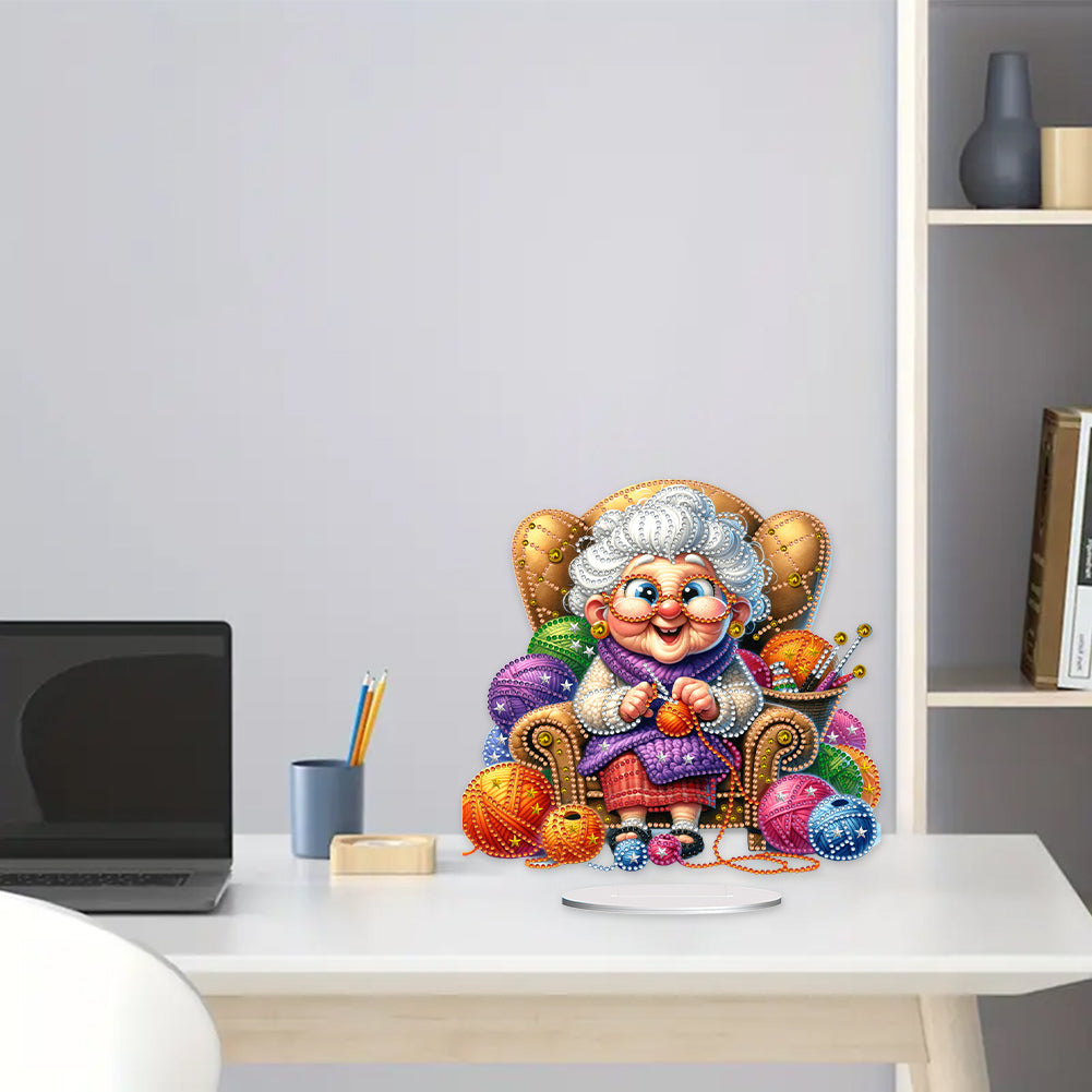 Acrylic Special Shaped Grandma Leisure Time Diamond Painting Desktop Decorations