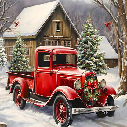 Diamond Painting - Full Round - Red classic car (40*30CM)