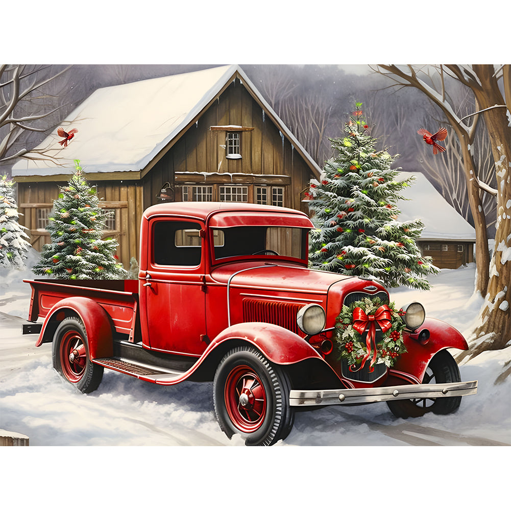 Diamond Painting - Full Round - Red classic car (40*30CM)