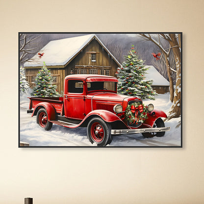 Diamond Painting - Full Round - Red classic car (40*30CM)