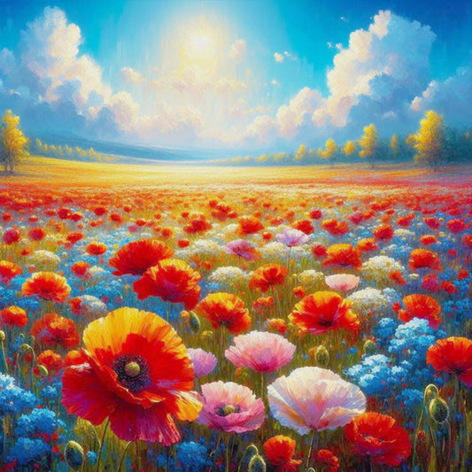 Diamond Painting - Full Round - Clear Sky Flower Sea (30*30CM)