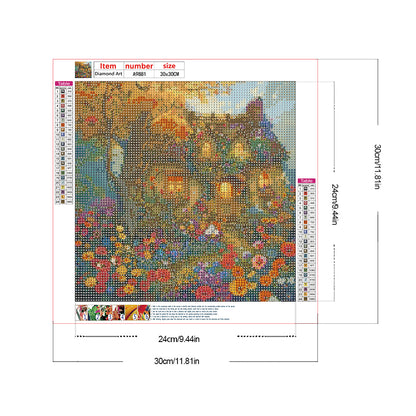 Diamond Painting - Full Round - Quaint Cottage in Flowers (30*30CM)
