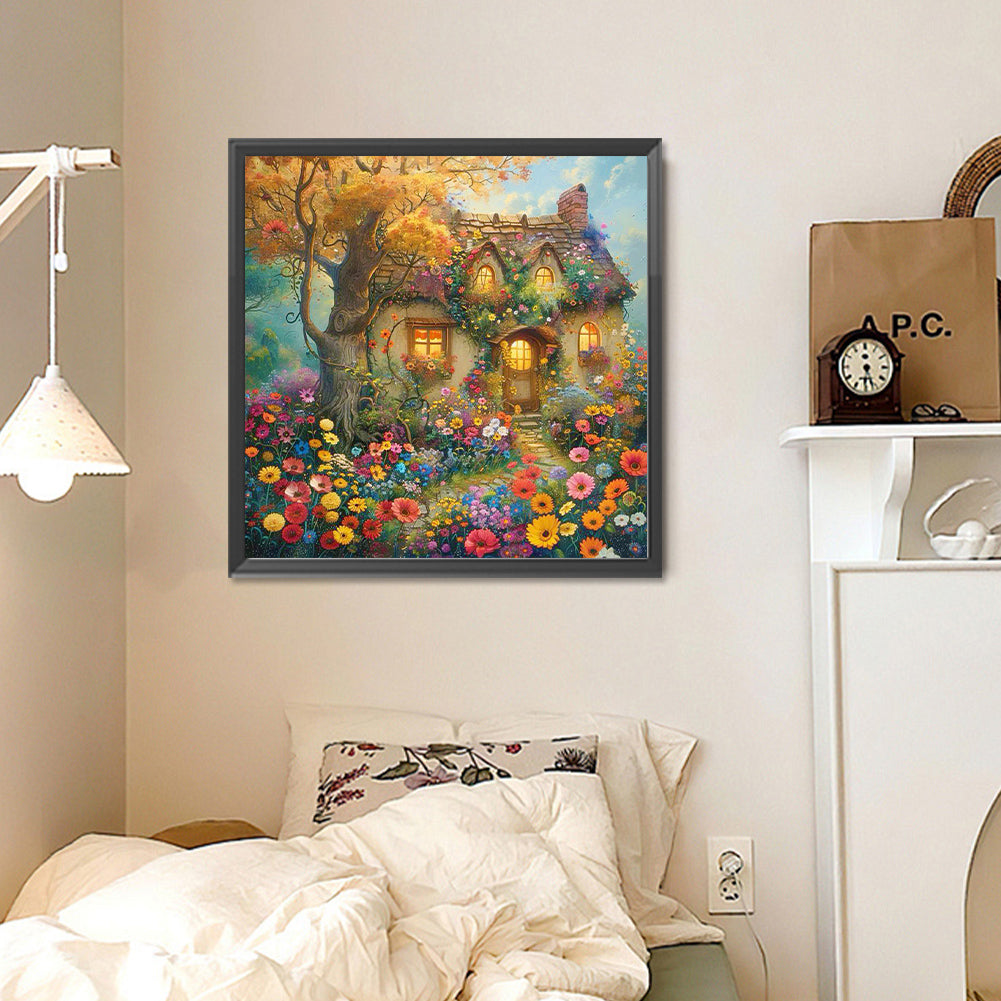 Diamond Painting - Full Round - Quaint Cottage in Flowers (30*30CM)