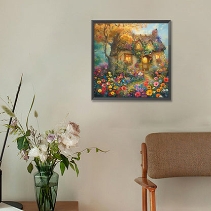 Diamond Painting - Full Round - Quaint Cottage in Flowers (30*30CM)