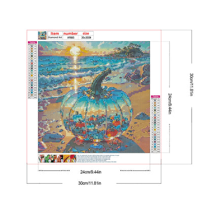 Diamond Painting - Full Round - Glass Pumpkin on the Beach (30*30CM)