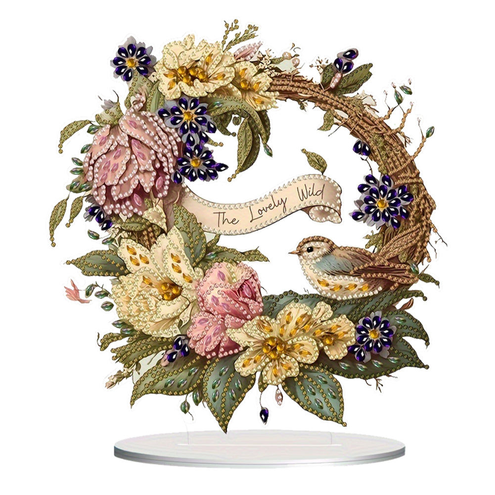 Bird Wreath Desktop Diamond Art Kits Diamond Painting Desktop Ornaments