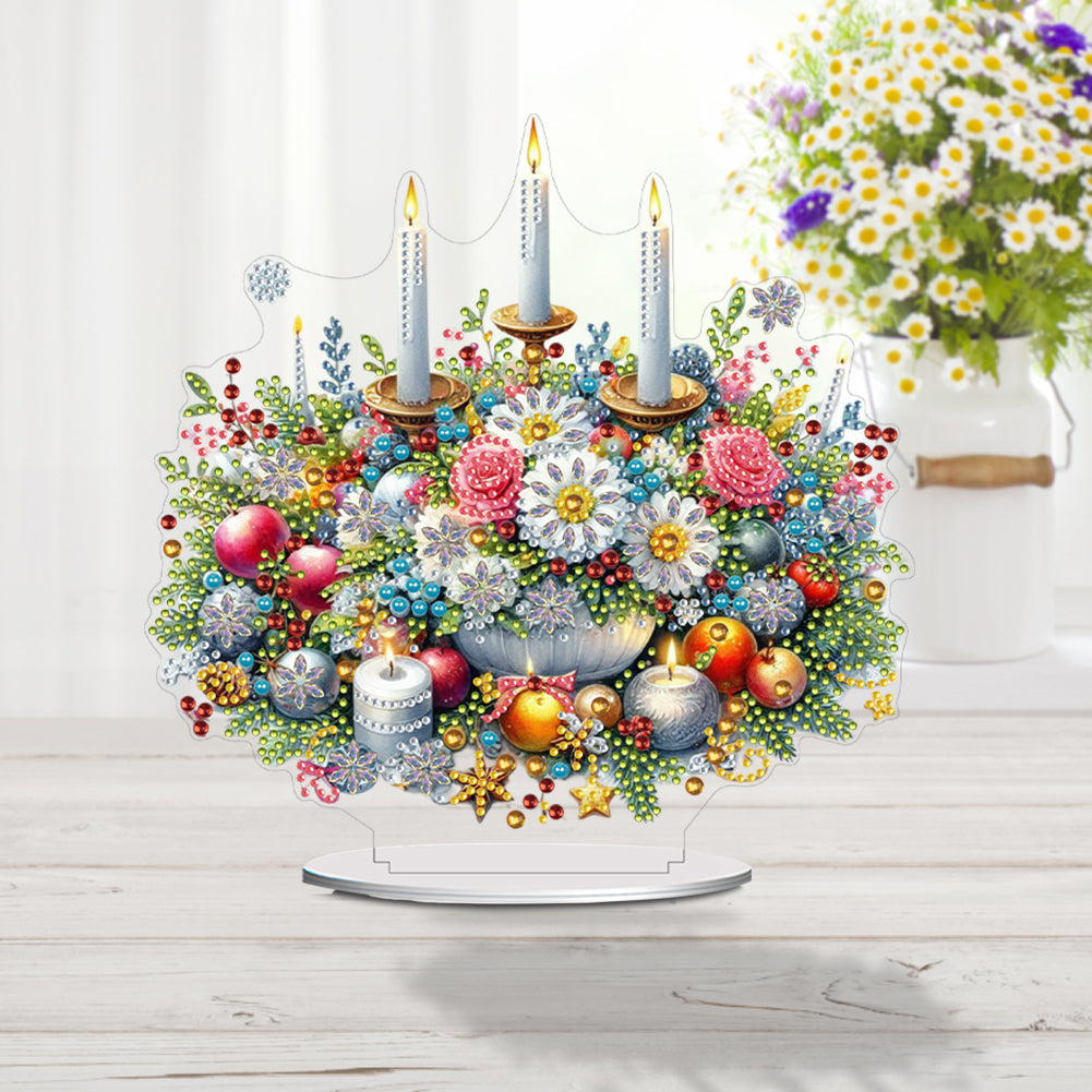 Acrylic Special Shape Flower Candle Diamond Painting Desktop Ornaments for Home