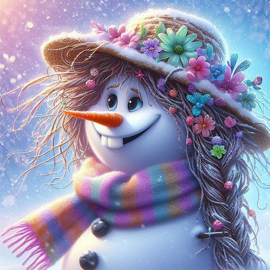 Diamond Painting - Full Round - Snowman With Wig (40*40CM)