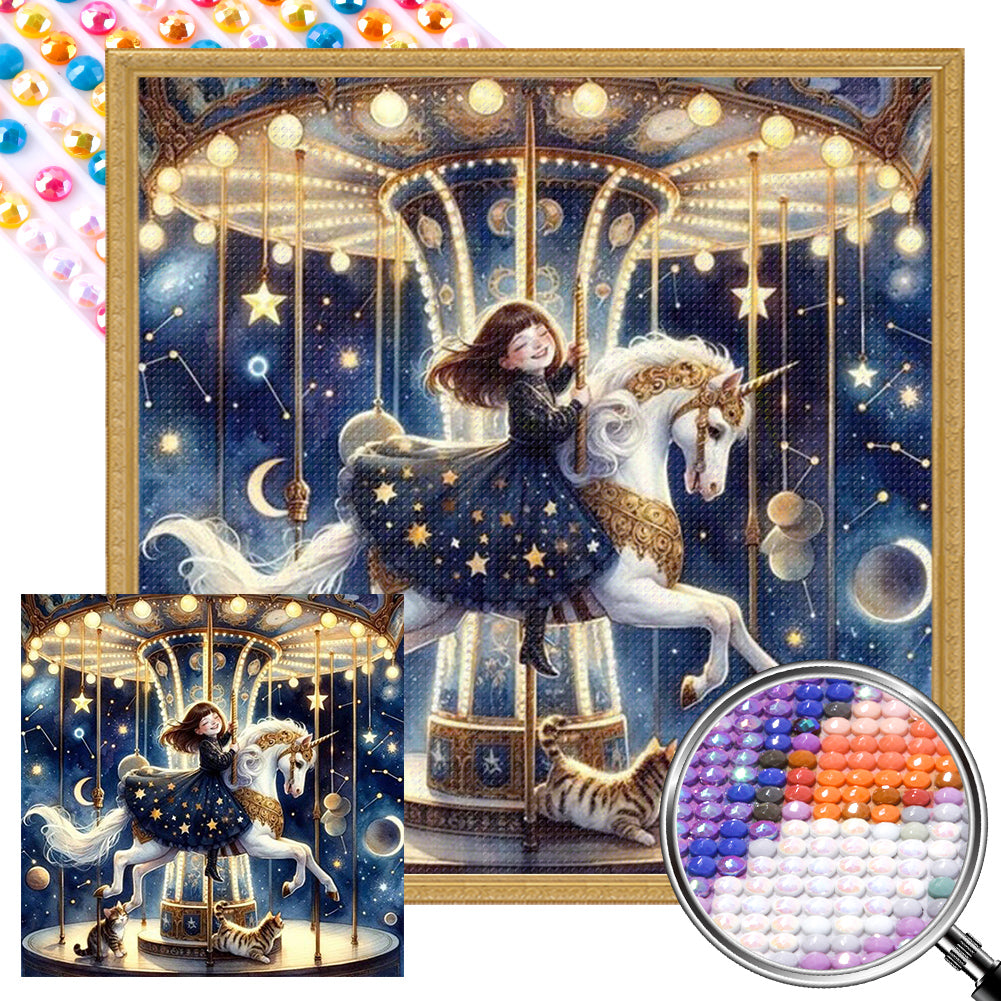 AB Diamond Painting - Full Round - Starry sky playground child (30*30CM)