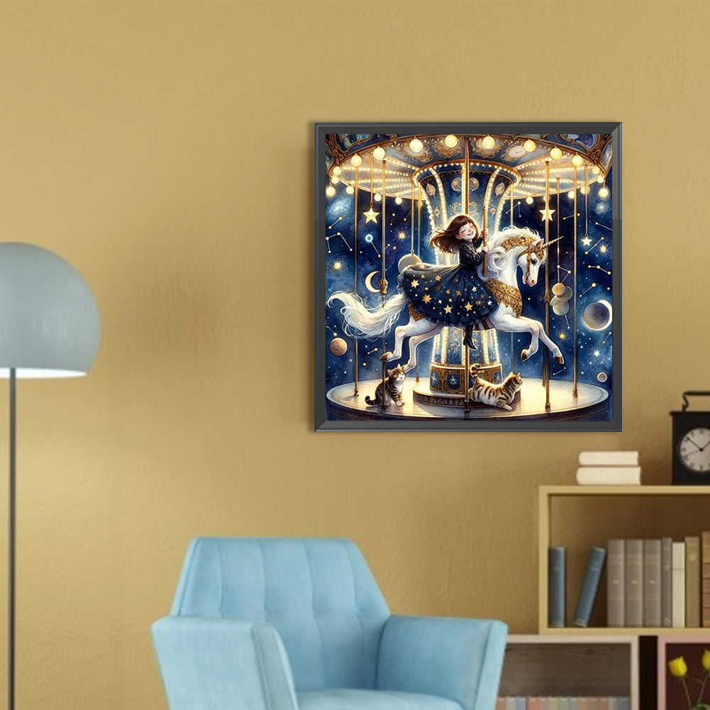 AB Diamond Painting - Full Round - Starry sky playground child (30*30CM)