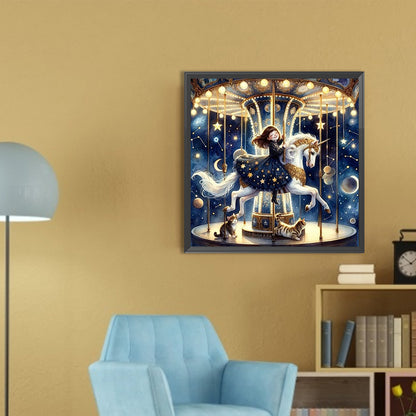 AB Diamond Painting - Full Round - Starry sky playground child (30*30CM)