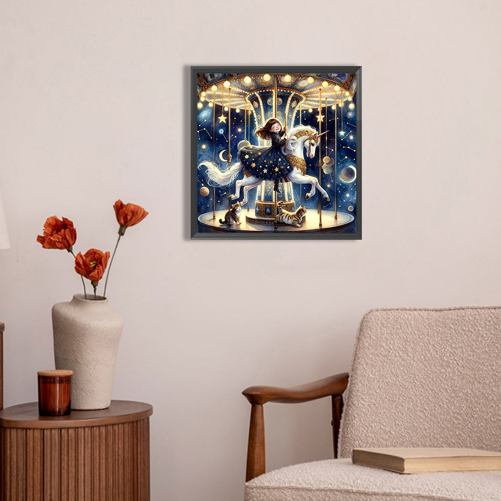 AB Diamond Painting - Full Round - Starry sky playground child (30*30CM)