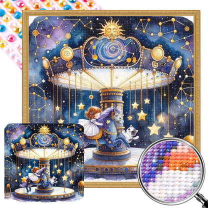 AB Diamond Painting - Full Round - Starry sky playground child (30*30CM)