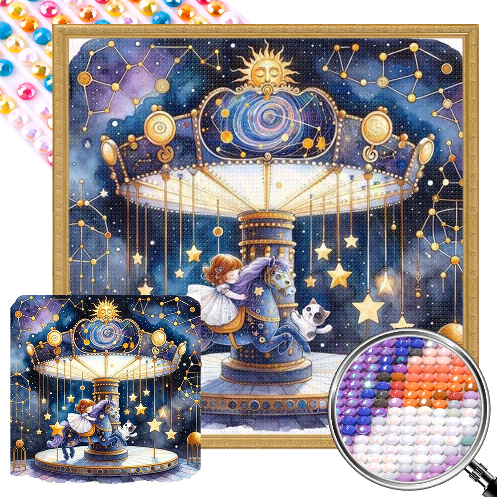 AB Diamond Painting - Full Round - Starry sky playground child (30*30CM)