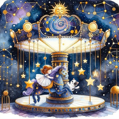 AB Diamond Painting - Full Round - Starry sky playground child (30*30CM)