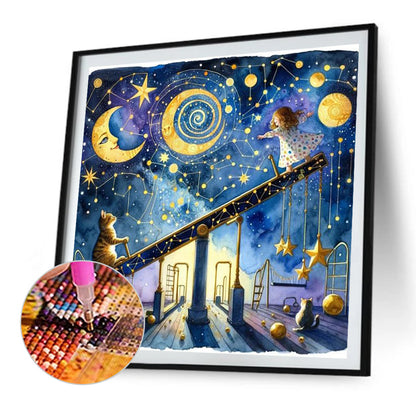AB Diamond Painting - Full Round - Starry sky playground child (30*30CM)