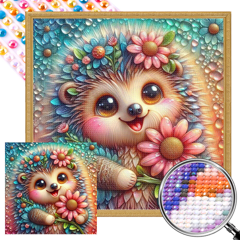 AB Diamond Painting - Full Round - Cute hedgehog (30*30CM)