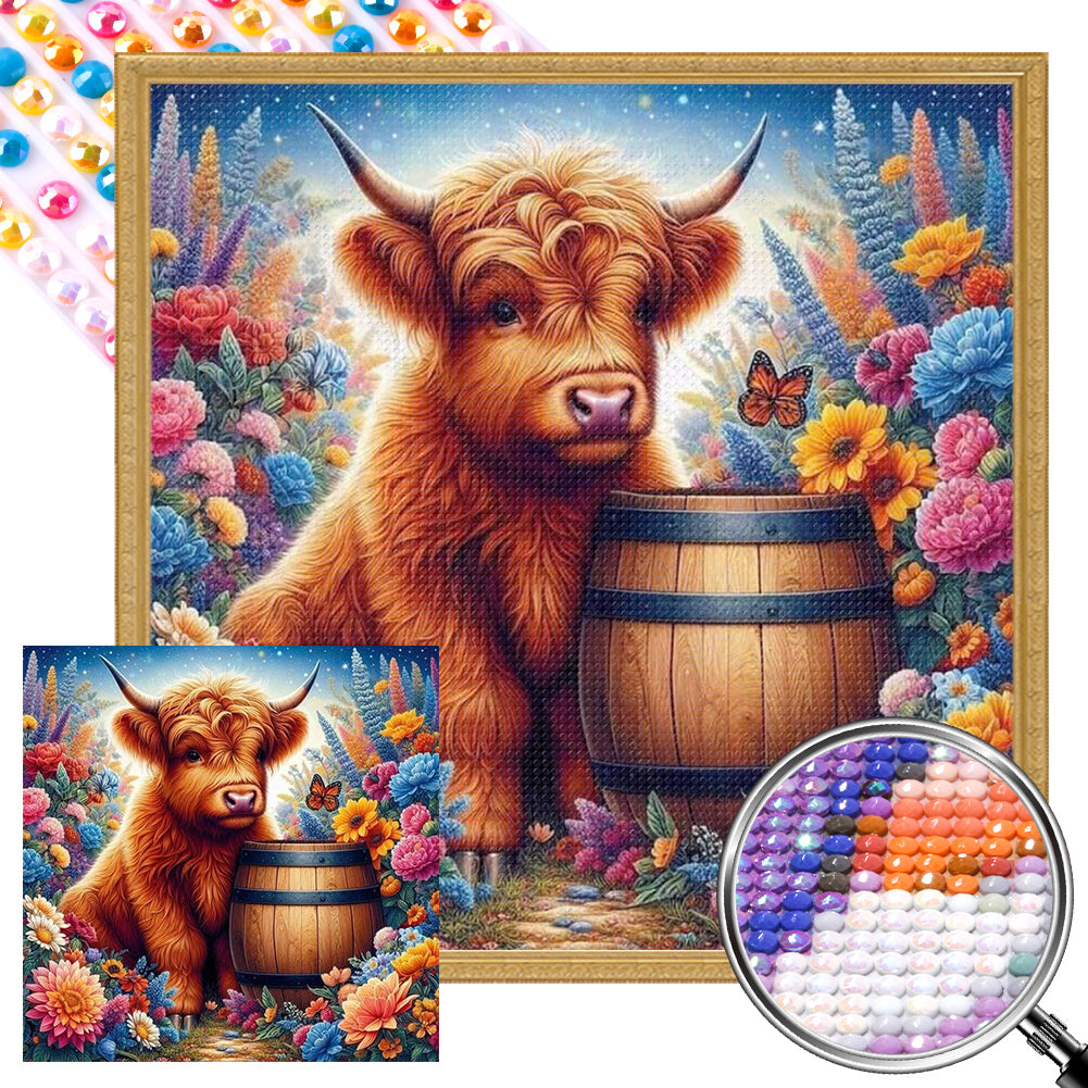 AB Diamond Painting - Full Round - Highland cattle (30*30CM)