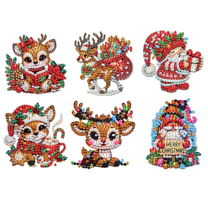 6Pcs Acrylic Christmas Diamond Painting Fridge Magnet Cute Fridge Stickers