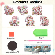 Load image into Gallery viewer, 6Pcs Acrylic Gnome Diamond Painting Fridge Magnet Cute Fridge Stickers
