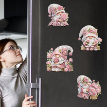 Load image into Gallery viewer, 6Pcs Acrylic Gnome Diamond Painting Fridge Magnet Cute Fridge Stickers
