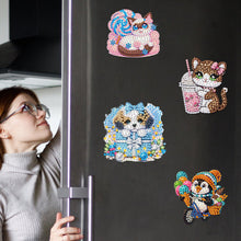 Load image into Gallery viewer, 6Pcs Acrylic Animals Diamond Painting Fridge Magnet Cute Fridge Stickers
