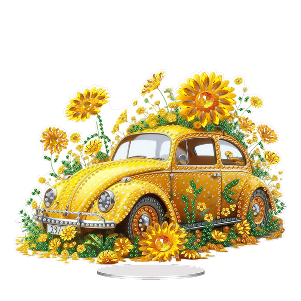 Acrylic Special Shape Flowers Car Diamond Painting Desktop Ornaments for Office