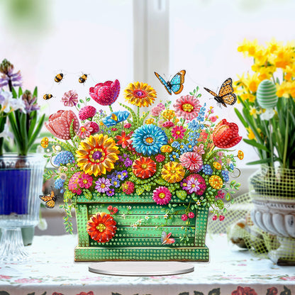 Acrylic Special Shape Flower Pot Diamond Painting Desktop Ornaments for Office