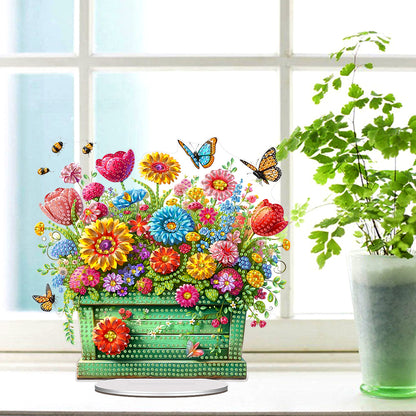 Acrylic Special Shape Flower Pot Diamond Painting Desktop Ornaments for Office