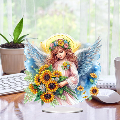 Acrylic Special Shape Angel Sunflower Diamond Painting Desktop Ornaments