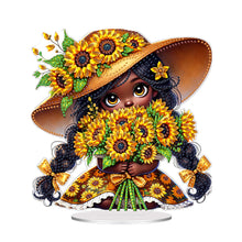 Load image into Gallery viewer, Acrylic Special Shape Sunflower Girl Diamond Painting Desktop Ornaments
