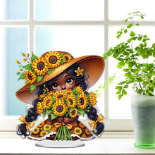 Load image into Gallery viewer, Acrylic Special Shape Sunflower Girl Diamond Painting Desktop Ornaments
