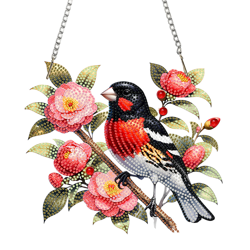 Acrylic Special Shape Flowers Bird Diamond Painting Hanging Pendant for Wall