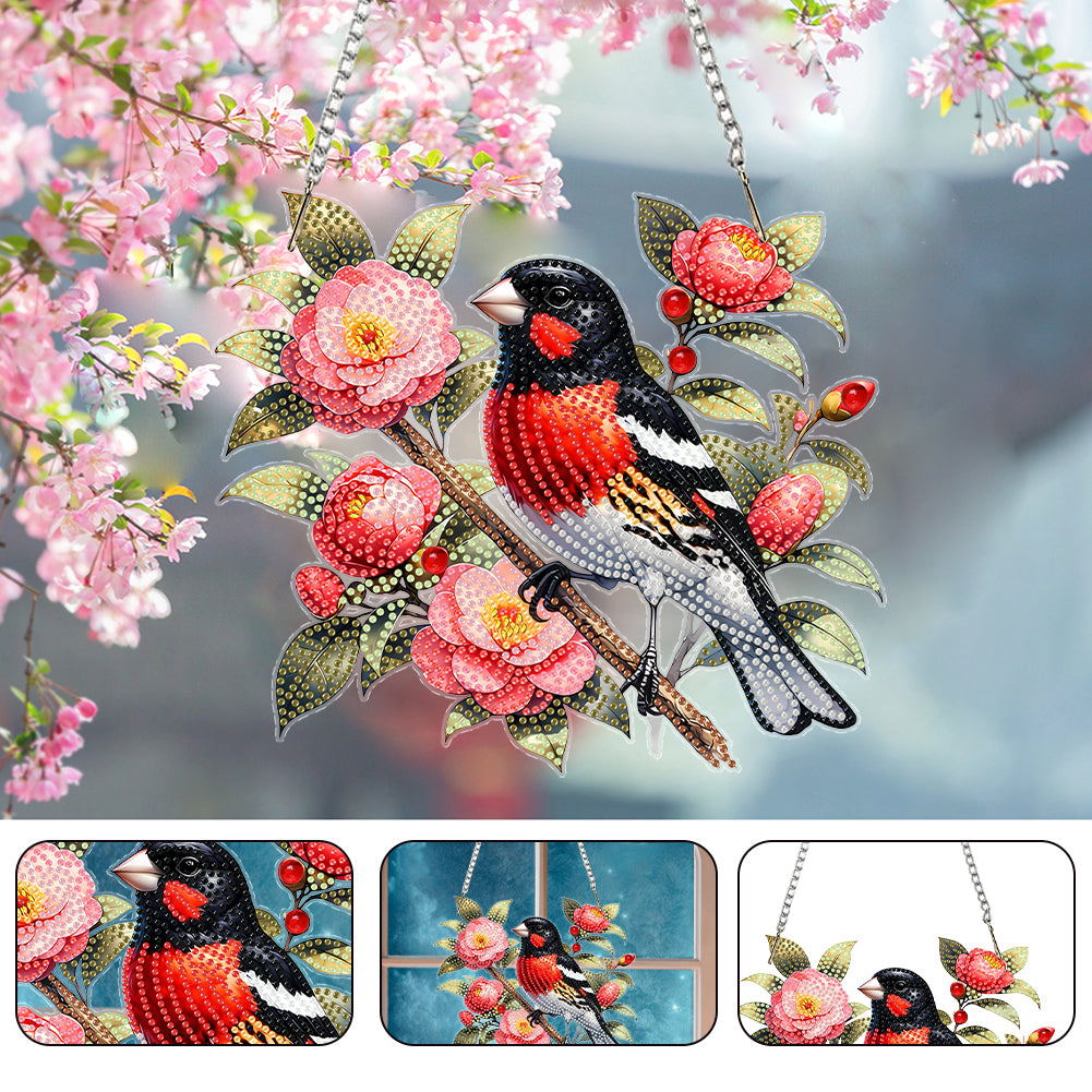 Acrylic Special Shape Flowers Bird Diamond Painting Hanging Pendant for Wall