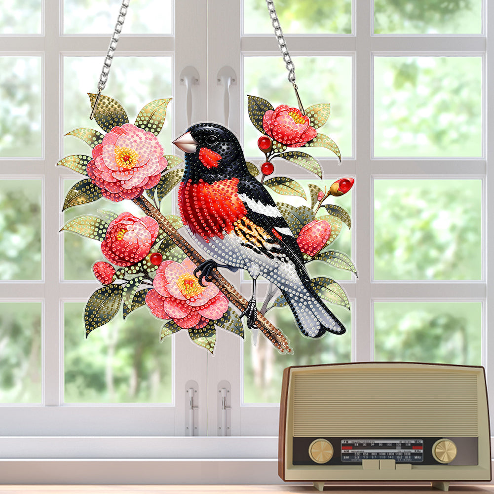 Acrylic Special Shape Flowers Bird Diamond Painting Hanging Pendant for Wall