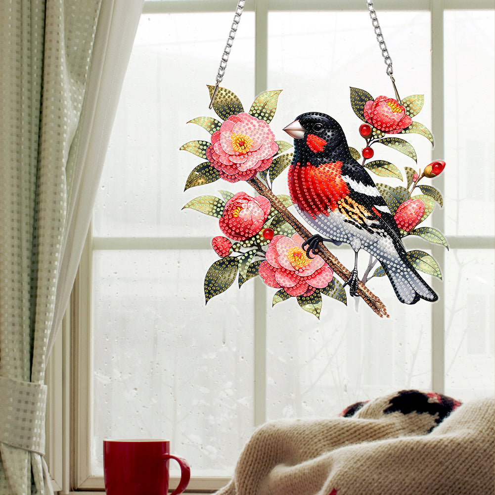Acrylic Special Shape Flowers Bird Diamond Painting Hanging Pendant for Wall