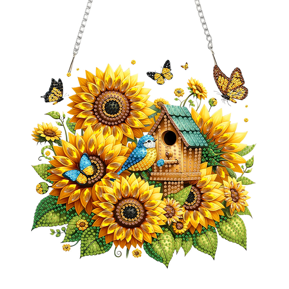 Acrylic Special Shape Sunflower Diamond Painting Hanging Pendant for Wall