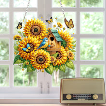 Load image into Gallery viewer, Acrylic Special Shape Sunflower Diamond Painting Hanging Pendant for Wall
