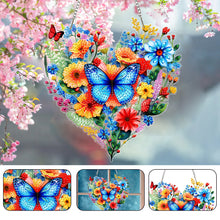 Load image into Gallery viewer, Acrylic Special Shape Butterflies Heart Diamond Painting Hanging Pendant
