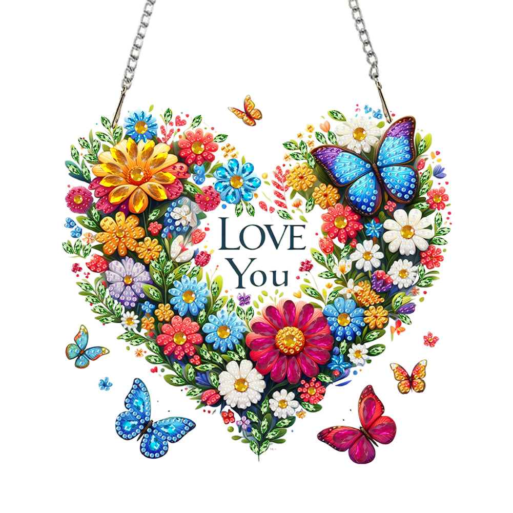 Acrylic Special Shape Heart Wreath Diamond Painting Hanging Pendant for Wall