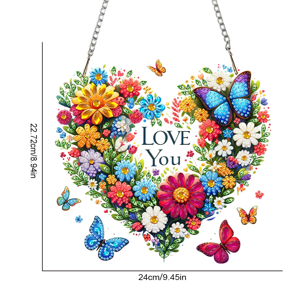 Acrylic Special Shape Heart Wreath Diamond Painting Hanging Pendant for Wall